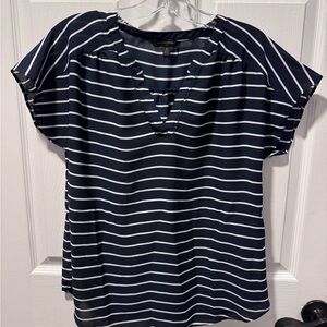 Banana‎ Republic Navy & White Striped Blouse (Size S)
